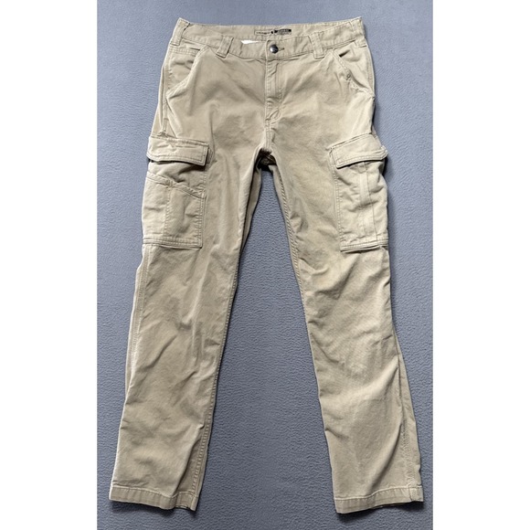 Carhartt Pants Mens 33x32 (32x30) Beige Relaxed Fit Cargo Rugged Flex Workwear - Picture 1 of 12